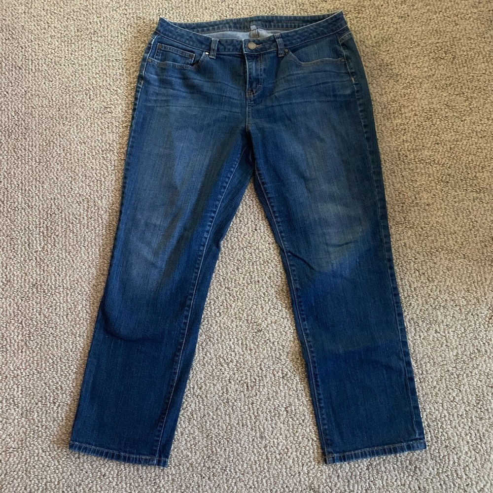 JLo cropped boyfriend mom jeans